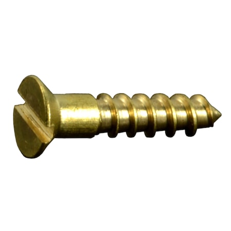 Midwest Fastener Wood Screw, #1, 3/8 in, Plain Brass Flat Head Slotted Drive, 35 PK 34624
